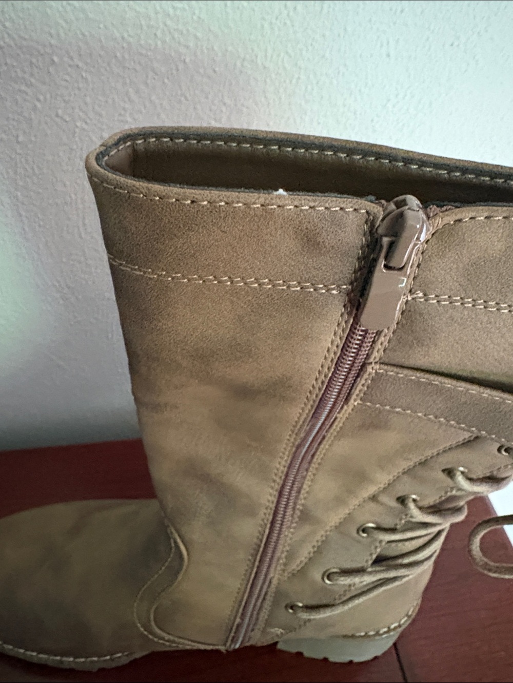 Global Win Distressed Brown Moto Combat Boots Back Lace 8 Indie Sleaze - Picture 6 of 6